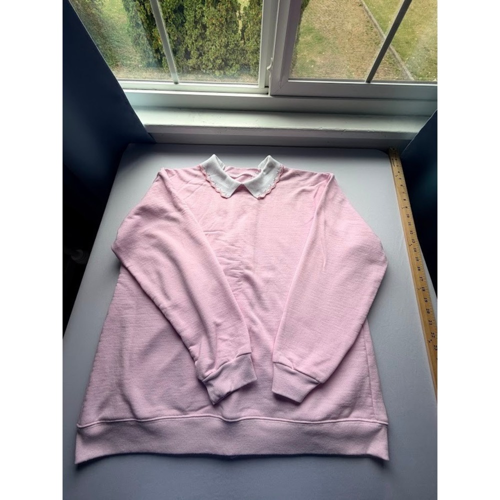 Adaptive Sweatshirt Buck & Buck Women Pink Lace Collar Snap Back Large USA